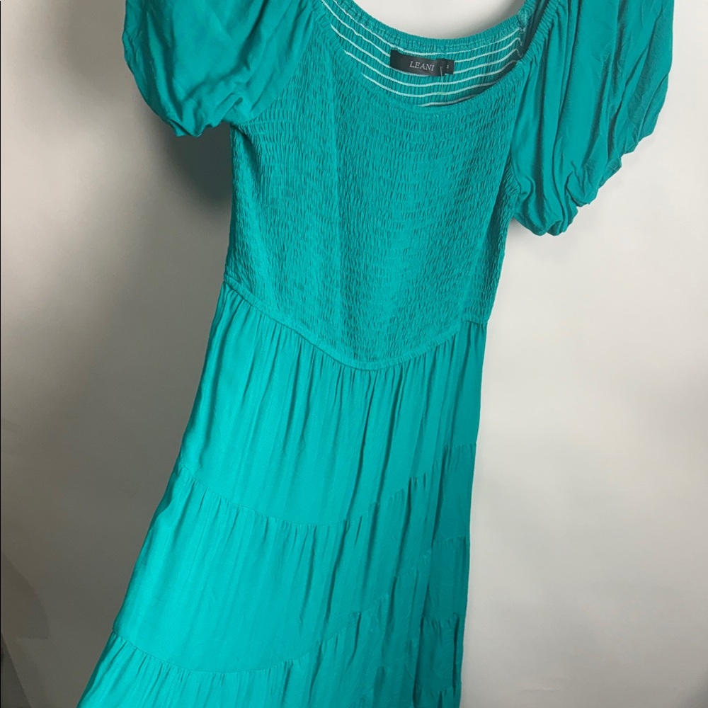 Elegant Teal Maxi Dress with Puff Sleeves